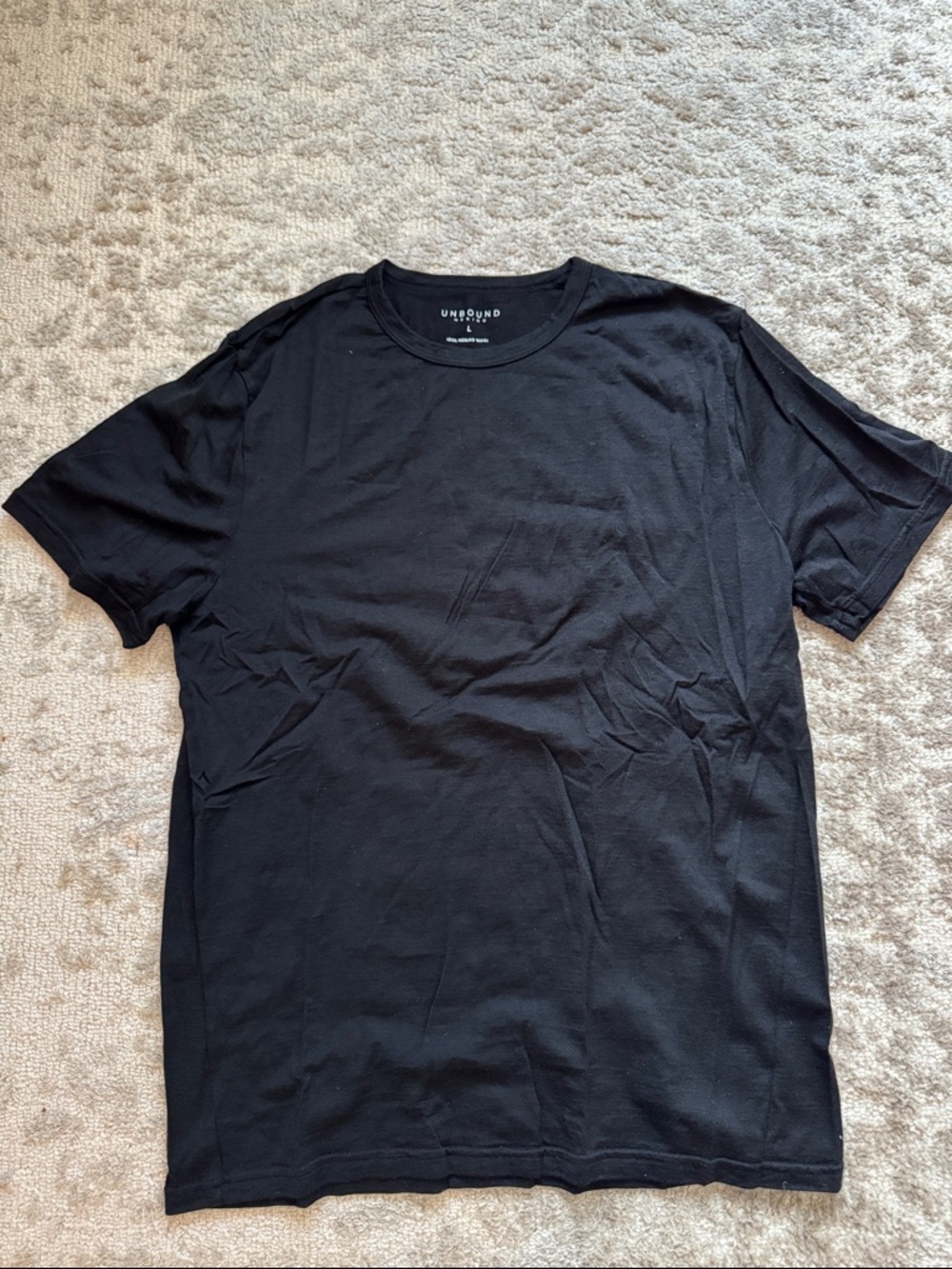 Unbound Merino Black Crew Neck T-Shirt